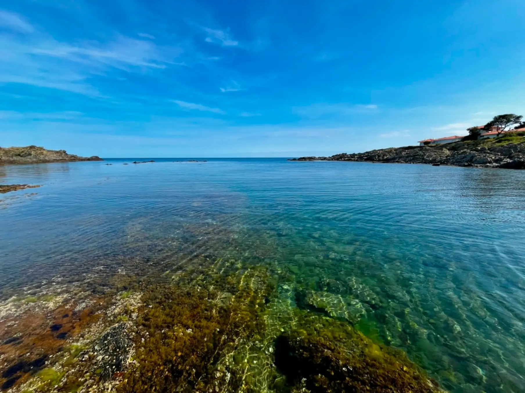 Crystal clear turquoise waters along the coastline at Mas Caials, Cadaqués